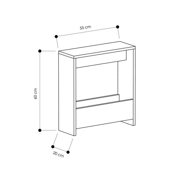 HOCUS PICUS Side Table with Magazine Rack for Living Room and Office - Many Colour Options - Side/End Table - 55 x 20 x 60cm (Dark Oak Effect)