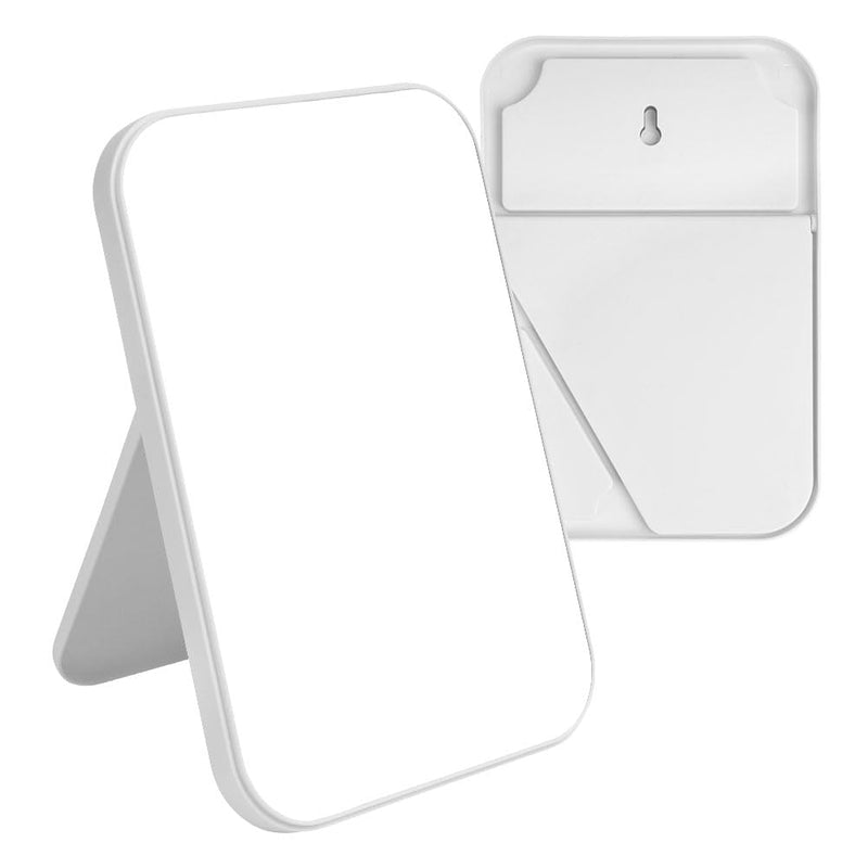 OSDUE 20*13.4cm Makeup Mirror, Foldable Desktop Vanity Mirror Portable Rectangular Makeup Travel Mirror with Stand, Desktop Vanity Mirror for Office Desk,Vanity Table, Travel, Camping (Large - Beige)