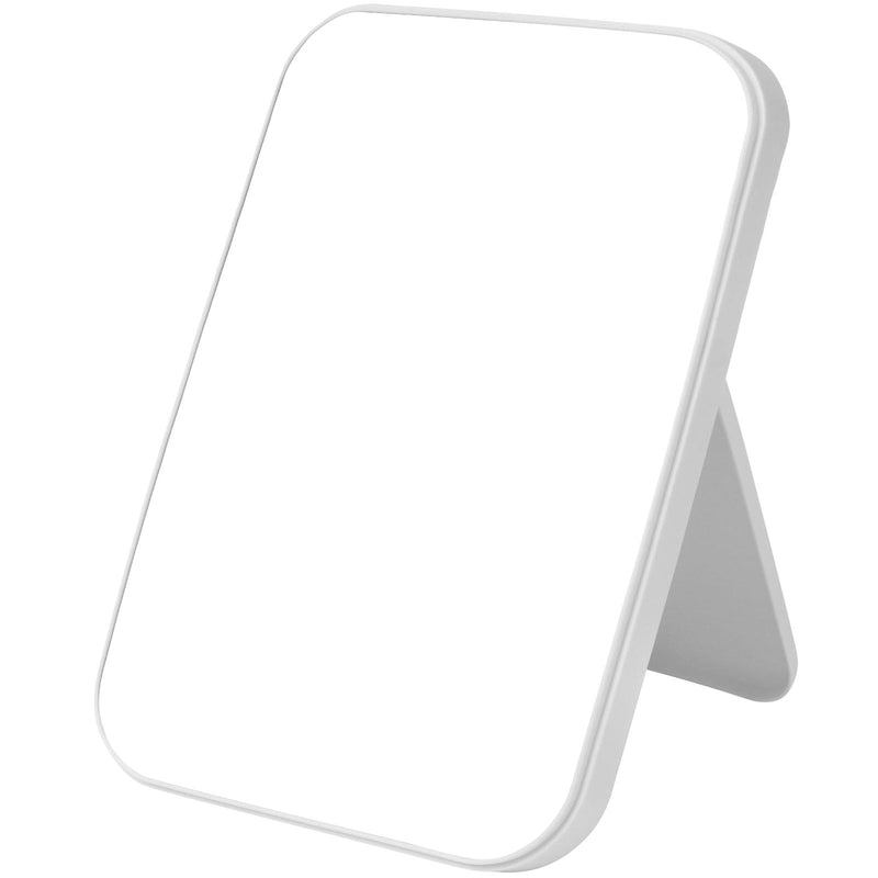 OSDUE 20*13.4cm Makeup Mirror, Foldable Desktop Vanity Mirror Portable Rectangular Makeup Travel Mirror with Stand, Desktop Vanity Mirror for Office Desk,Vanity Table, Travel, Camping (Large - Beige)