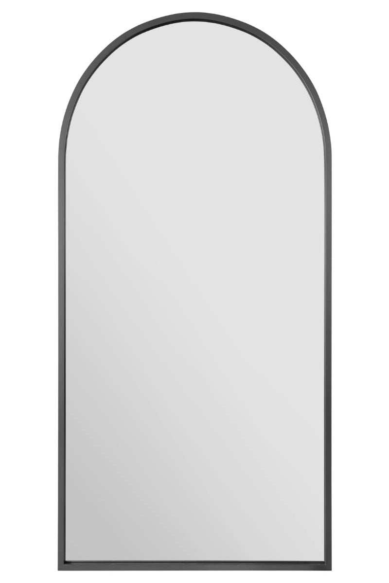 MirrorOutlet The Arcus - Metal Frame, Framed Arched Leaner/Wall Mirror 71" X 35" (180CM X 90CM) Black