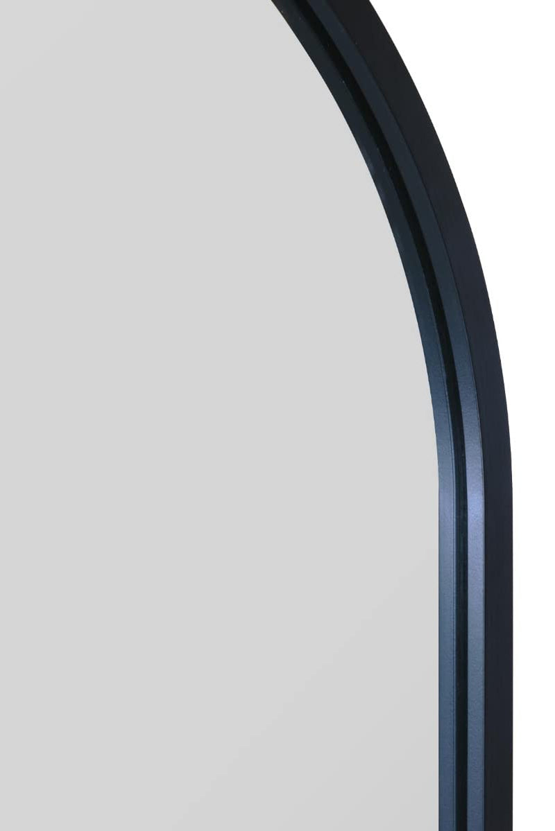 MirrorOutlet The Arcus - Metal Frame, Framed Arched Leaner/Wall Mirror 71" X 35" (180CM X 90CM) Black