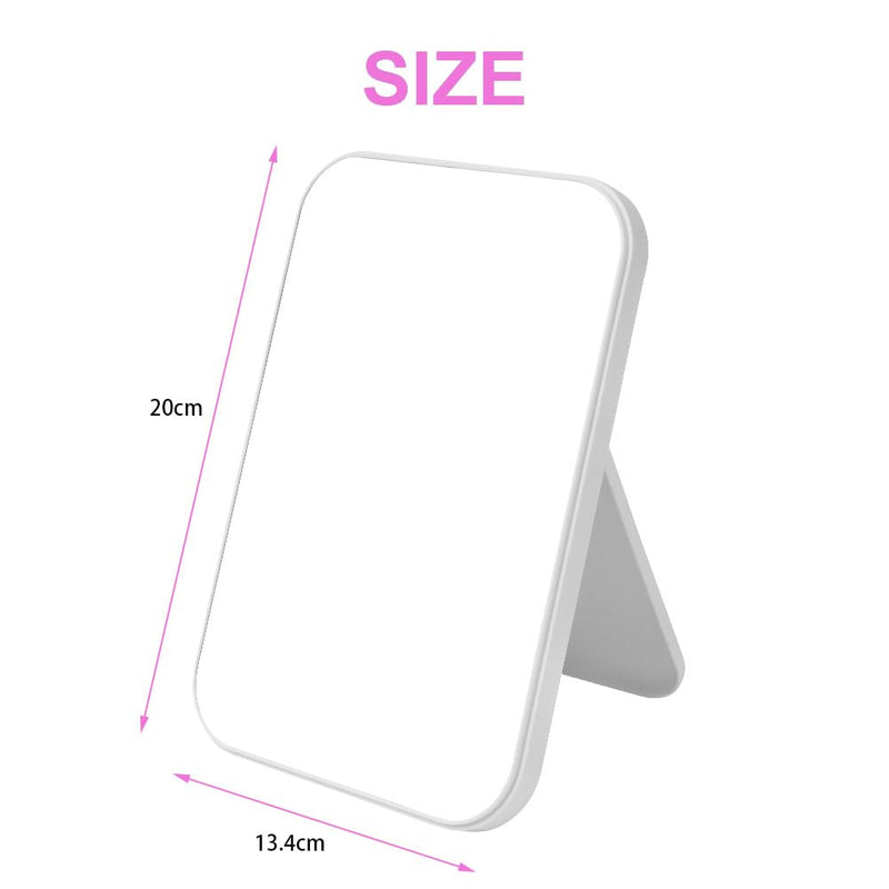 OSDUE 20*13.4cm Makeup Mirror, Foldable Desktop Vanity Mirror Portable Rectangular Makeup Travel Mirror with Stand, Desktop Vanity Mirror for Office Desk,Vanity Table, Travel, Camping (Large - Beige)