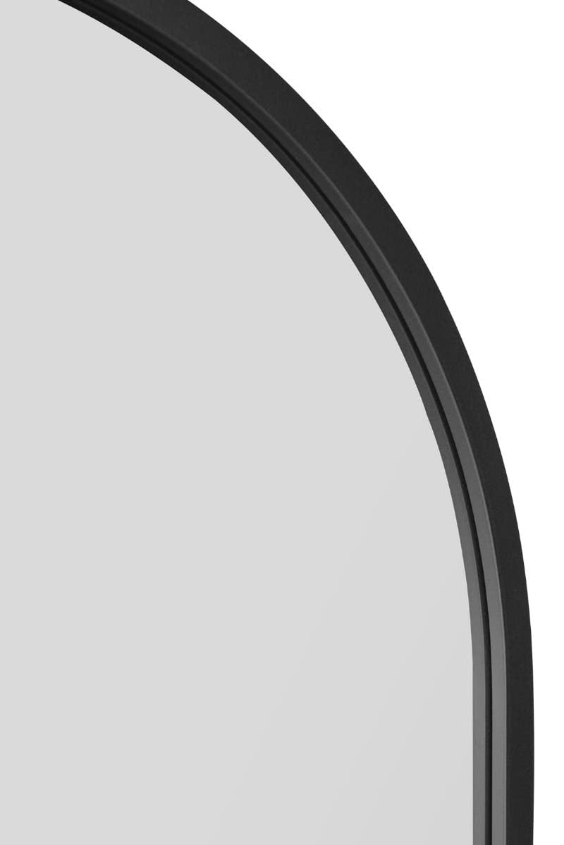 MirrorOutlet The Arcus - Metal Frame, Framed Arched Leaner/Wall Mirror 71" X 35" (180CM X 90CM) Black
