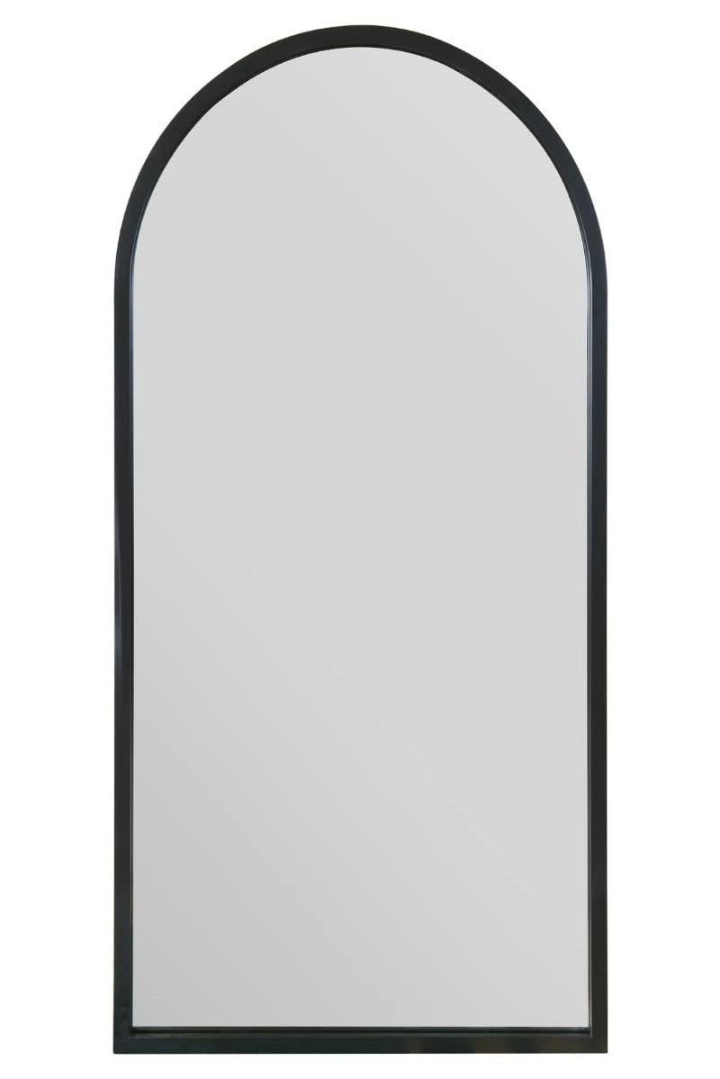MirrorOutlet The Arcus - Metal Frame, Framed Arched Leaner/Wall Mirror 71" X 35" (180CM X 90CM) Black