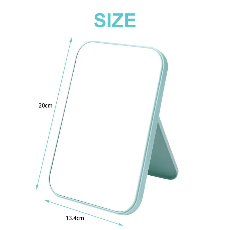 OSDUE 20*13.4cm Makeup Mirror, Foldable Desktop Vanity Mirror Portable Rectangular Makeup Travel Mirror with Stand, Desktop Vanity Mirror for Office Desk,Vanity Table, Travel, Camping (Large - Beige)
