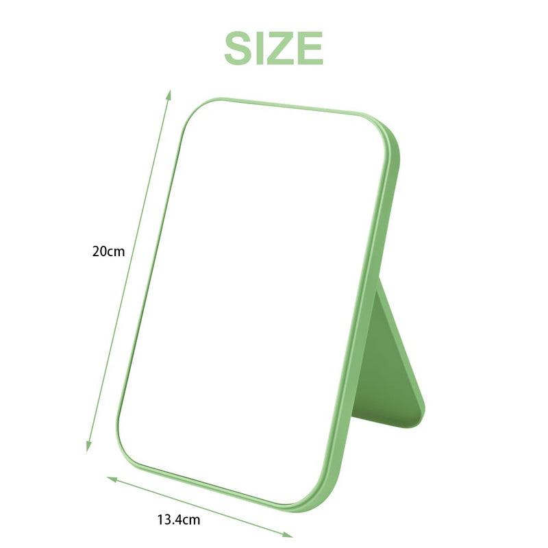 OSDUE 20*13.4cm Makeup Mirror, Foldable Desktop Vanity Mirror Portable Rectangular Makeup Travel Mirror with Stand, Desktop Vanity Mirror for Office Desk,Vanity Table, Travel, Camping (Large - Beige)