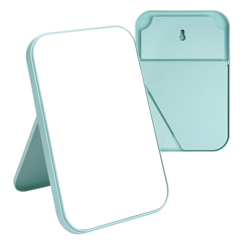 OSDUE 20*13.4cm Makeup Mirror, Foldable Desktop Vanity Mirror Portable Rectangular Makeup Travel Mirror with Stand, Desktop Vanity Mirror for Office Desk,Vanity Table, Travel, Camping (Large - Beige)
