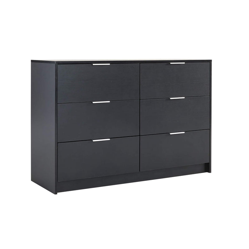 Home Source Bedroom Chest of Drawers Clothing Storage Cabinet, 6 Drawers, Grey