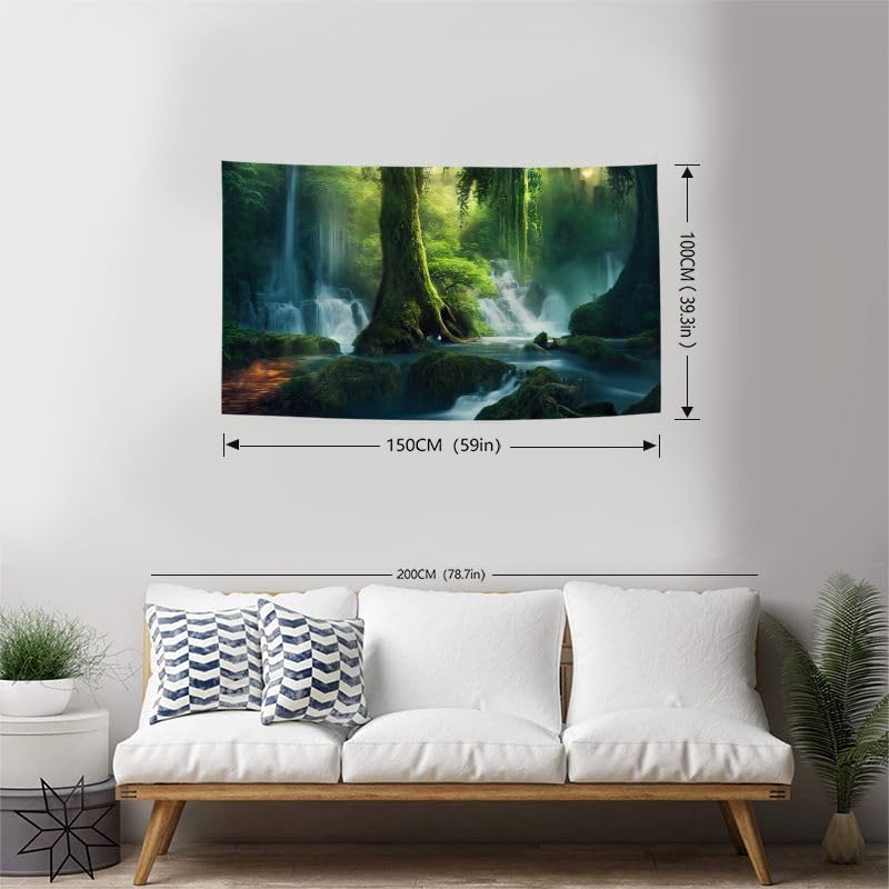 FENDROM Nature Flora Tapestry King Size background, Blue Sky White Cloud Village Small Town by European Pastoral Scenery, Wall Hanging for Bedroom Living room