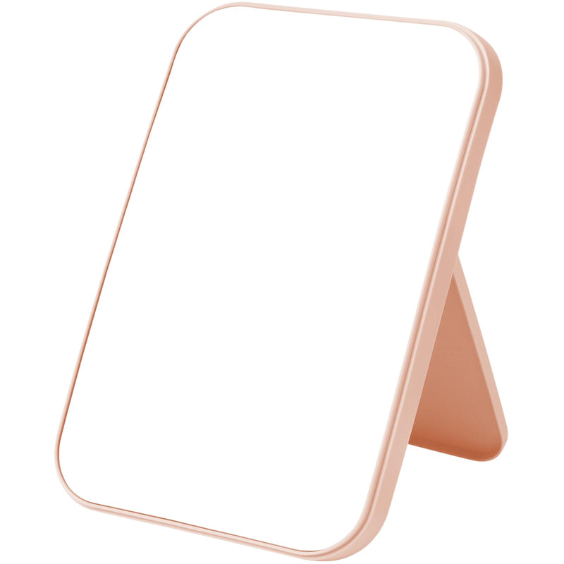 OSDUE 20*13.4cm Makeup Mirror, Foldable Desktop Vanity Mirror Portable Rectangular Makeup Travel Mirror with Stand, Desktop Vanity Mirror for Office Desk,Vanity Table, Travel, Camping (Large - Beige)