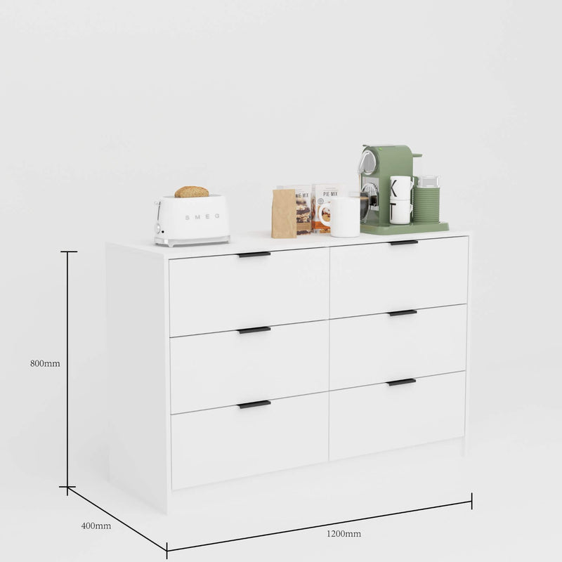 Home Source Bedroom Chest of Drawers Clothing Storage Cabinet, 6 Drawers, Grey