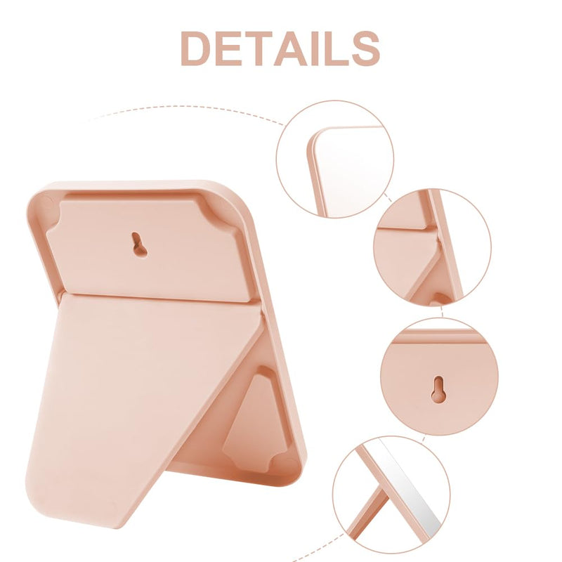 OSDUE 20*13.4cm Makeup Mirror, Foldable Desktop Vanity Mirror Portable Rectangular Makeup Travel Mirror with Stand, Desktop Vanity Mirror for Office Desk,Vanity Table, Travel, Camping (Large - Beige)