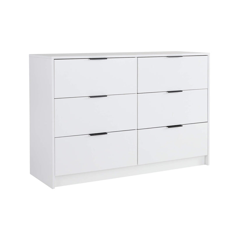 Home Source Bedroom Chest of Drawers Clothing Storage Cabinet, 6 Drawers, Grey