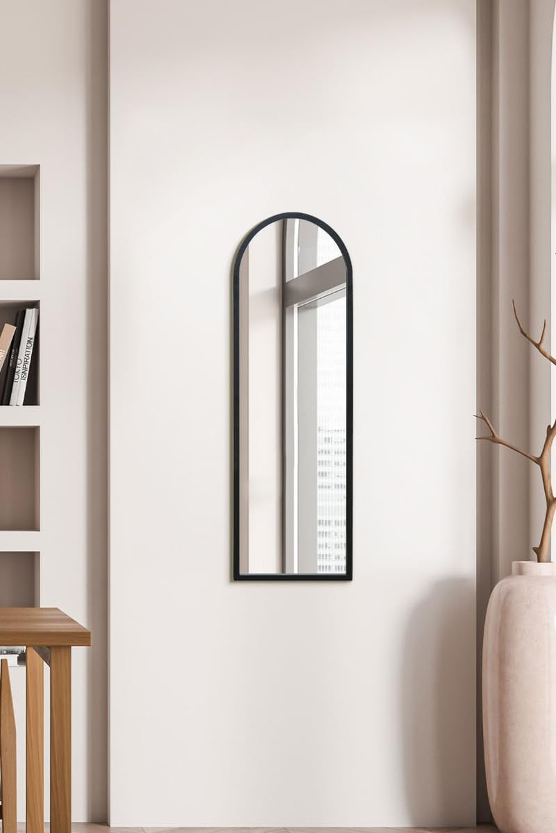 MirrorOutlet The Arcus - Metal Frame, Framed Arched Leaner/Wall Mirror 71" X 35" (180CM X 90CM) Black