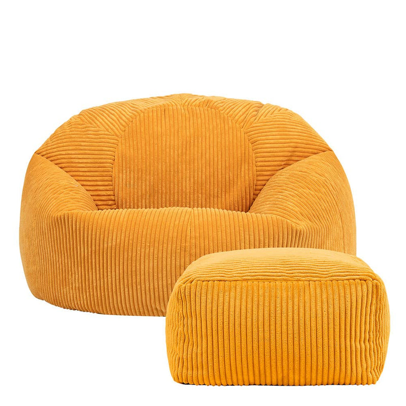 icon Kingston Cord Bean Bag, Beige, Large Adult Bean Bag Chair with Filling Included, Comfy Chair, Living Room Furniture, Bedroom Furniture