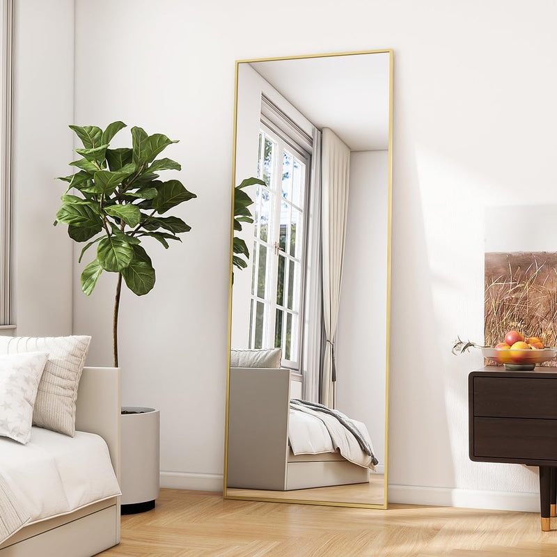 Koonmi 53x163 cm Mirror Full Length - Minimalist Modern Full Body Floor Length Mirror - Standing, Hanging, Leaning for Living Room, Black