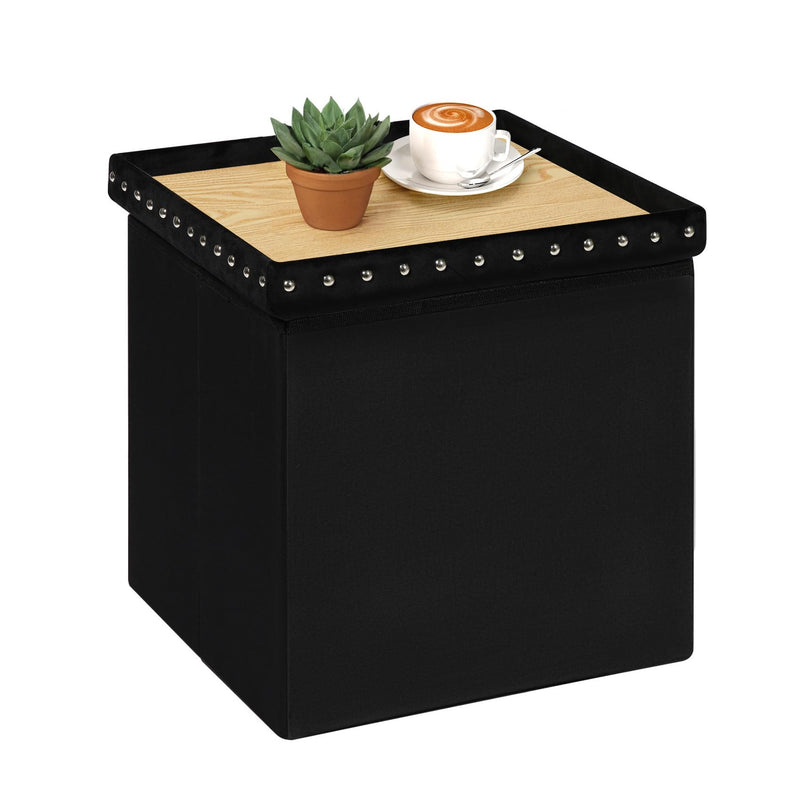 Bonlife Velvet Ottoman with Storage, Extra Large Storage Boxes with Lids, Folding Ottoman Bench Seat, Footstool for Living Room,110X40X40cm