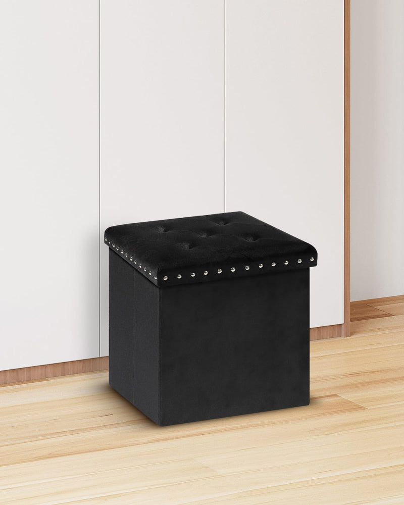 Bonlife Velvet Ottoman with Storage, Extra Large Storage Boxes with Lids, Folding Ottoman Bench Seat, Footstool for Living Room,110X40X40cm