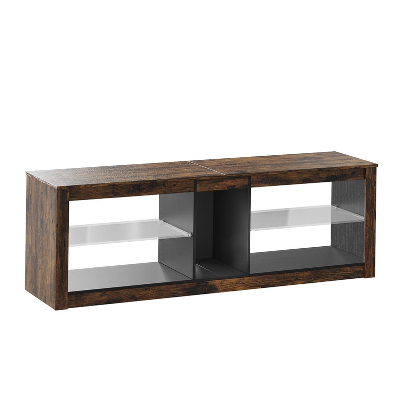 Bestier TV Stand Cabinet 140CM Entertainment Center Led Tv Stand Modern TV Unit with Glass Shelf RGB LED Lighted for 55 inch TVs with Ambient Lights for Living Room Bedroom (Rustic Brown)