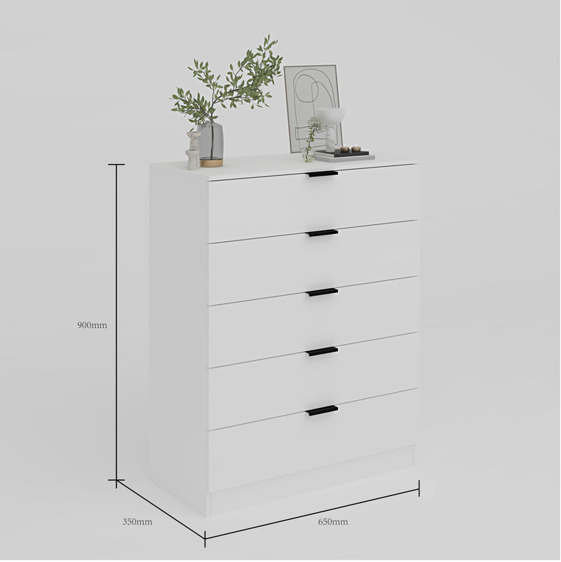 Home Source Bedroom Chest of Drawers Clothing Storage Cabinet, 6 Drawers, Grey