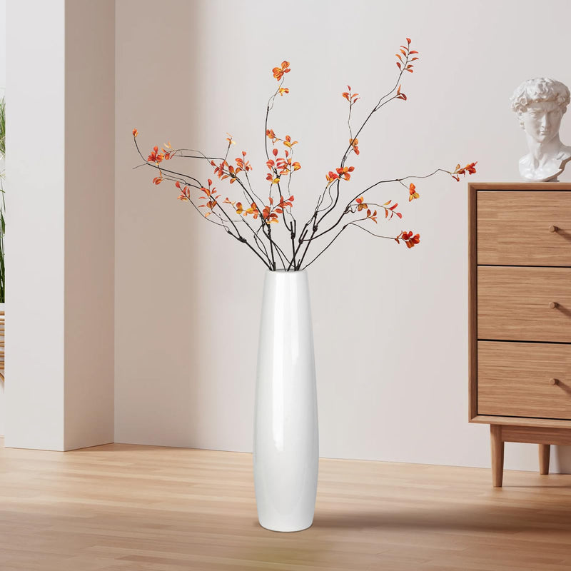 DJYY White Tall Floor Vase, 28" Ceramic Standing Flower Vase, Large Decorative for Living Room, Bedroom,Glossy Glaze,Wedding Gift