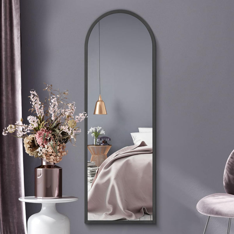 MirrorOutlet The Arcus - Metal Frame, Framed Arched Leaner/Wall Mirror 71" X 35" (180CM X 90CM) Black