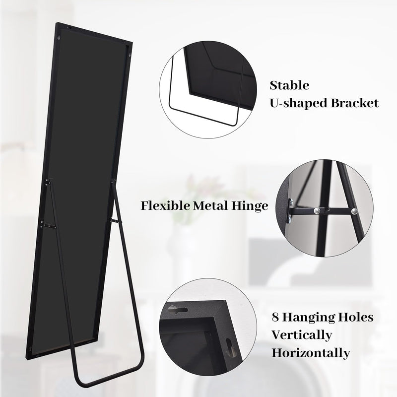Koonmi 53x163 cm Mirror Full Length - Minimalist Modern Full Body Floor Length Mirror - Standing, Hanging, Leaning for Living Room, Black