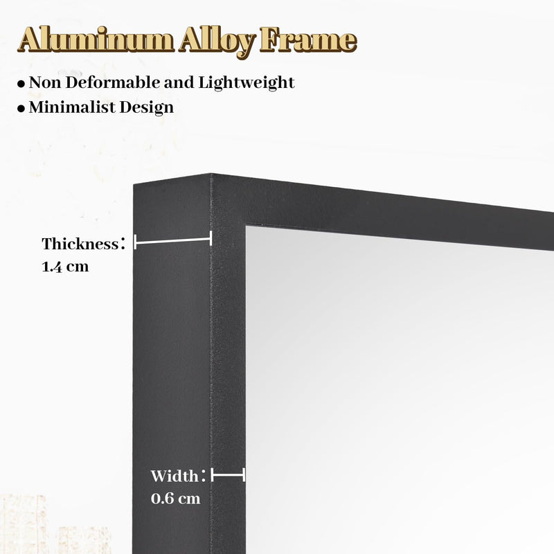 Koonmi 53x163 cm Mirror Full Length - Minimalist Modern Full Body Floor Length Mirror - Standing, Hanging, Leaning for Living Room, Black