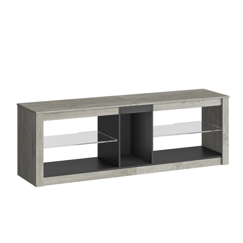 Bestier TV Stand Cabinet 140CM Entertainment Center Led Tv Stand Modern TV Unit with Glass Shelf RGB LED Lighted for 55 inch TVs with Ambient Lights for Living Room Bedroom (Rustic Brown)