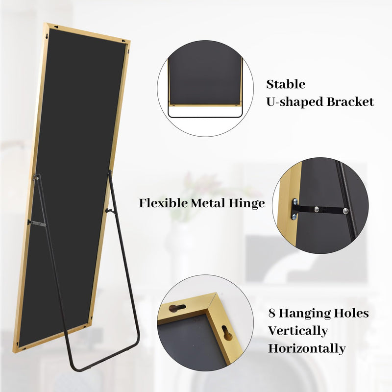 Koonmi 53x163 cm Mirror Full Length - Minimalist Modern Full Body Floor Length Mirror - Standing, Hanging, Leaning for Living Room, Black