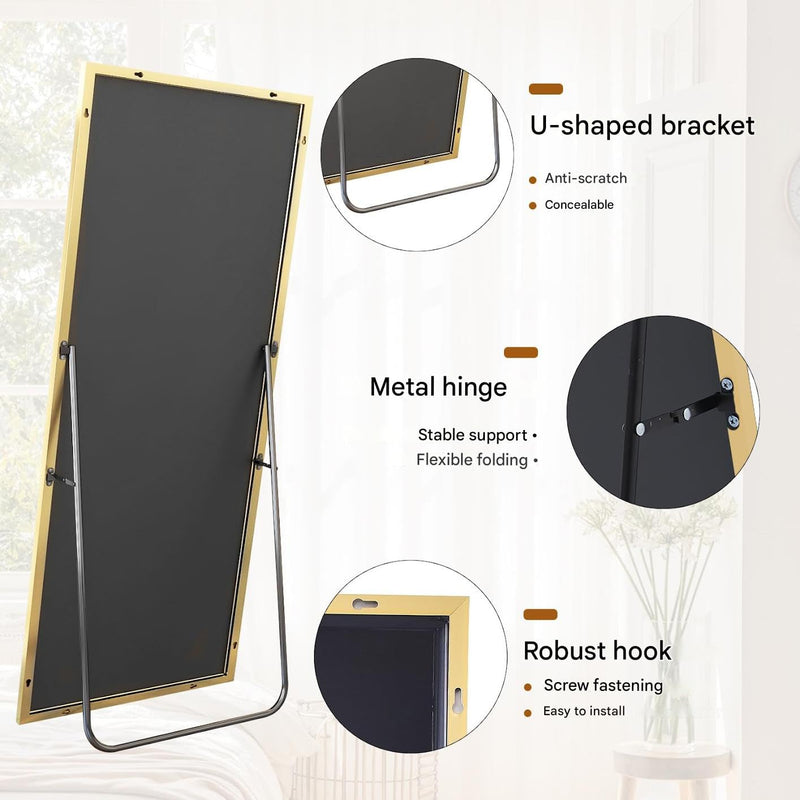 Koonmi 53x163 cm Mirror Full Length - Minimalist Modern Full Body Floor Length Mirror - Standing, Hanging, Leaning for Living Room, Black