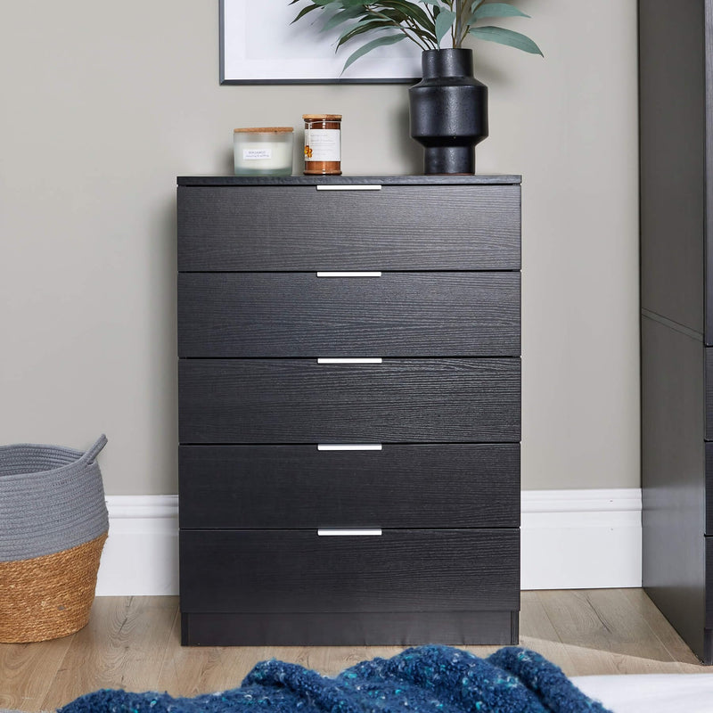 Home Source Bedroom Chest of Drawers Clothing Storage Cabinet, 6 Drawers, Grey
