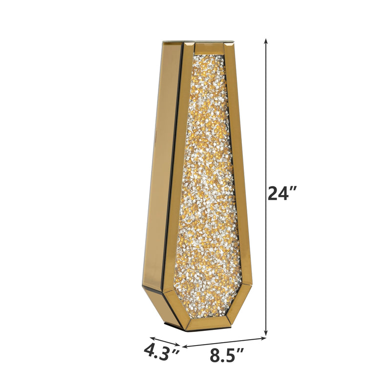 SHYFOY Large Tall Floor Vase, 76cm Indoor Modern Tall Vases Silver with Crystal Diamond and Mirror Design for Living Room Floor Decoration, Black