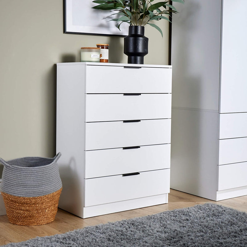 Home Source Bedroom Chest of Drawers Clothing Storage Cabinet, 6 Drawers, Grey