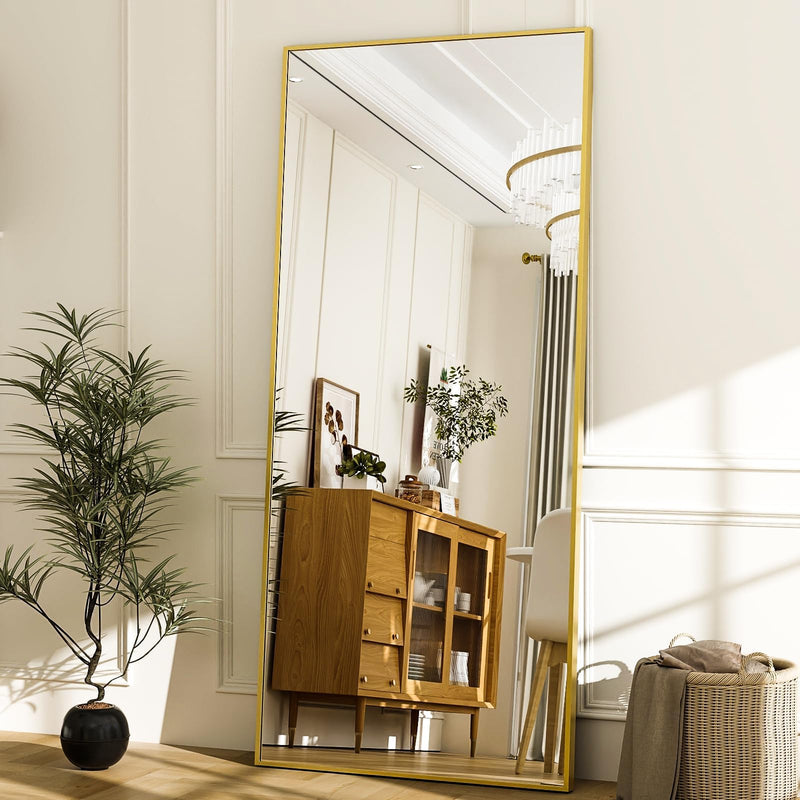 Koonmi 53x163 cm Mirror Full Length - Minimalist Modern Full Body Floor Length Mirror - Standing, Hanging, Leaning for Living Room, Black
