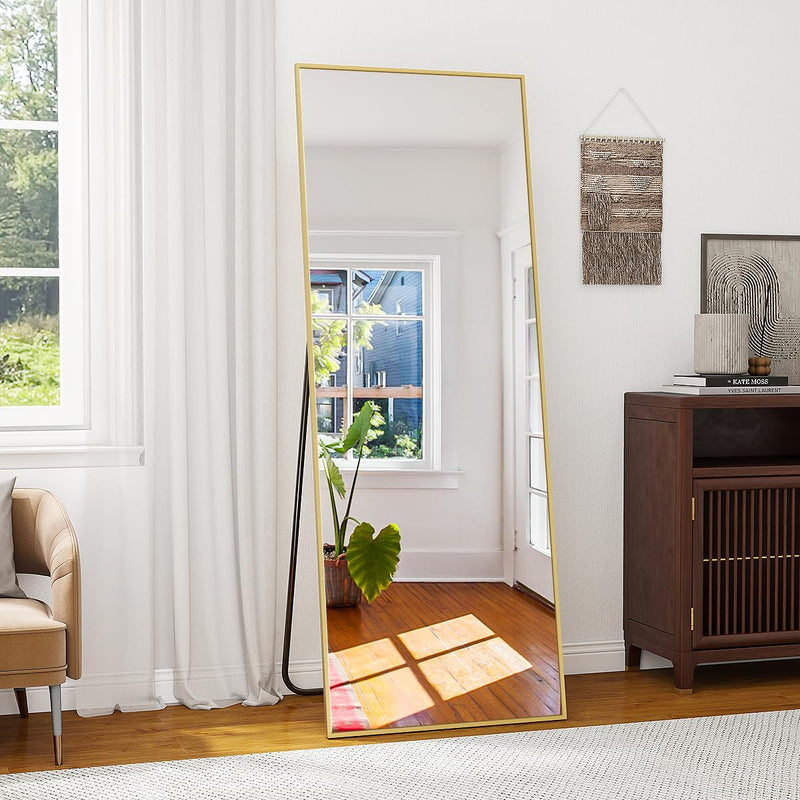 Koonmi 53x163 cm Mirror Full Length - Minimalist Modern Full Body Floor Length Mirror - Standing, Hanging, Leaning for Living Room, Black