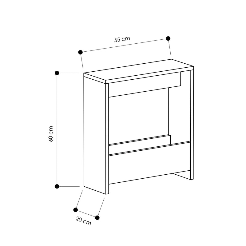 HOCUS PICUS Side Table with Magazine Rack for Living Room and Office - Many Colour Options - Side/End Table - 55 x 20 x 60cm (Dark Oak Effect)