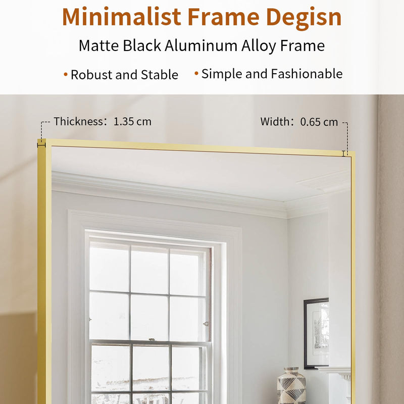 Koonmi 53x163 cm Mirror Full Length - Minimalist Modern Full Body Floor Length Mirror - Standing, Hanging, Leaning for Living Room, Black