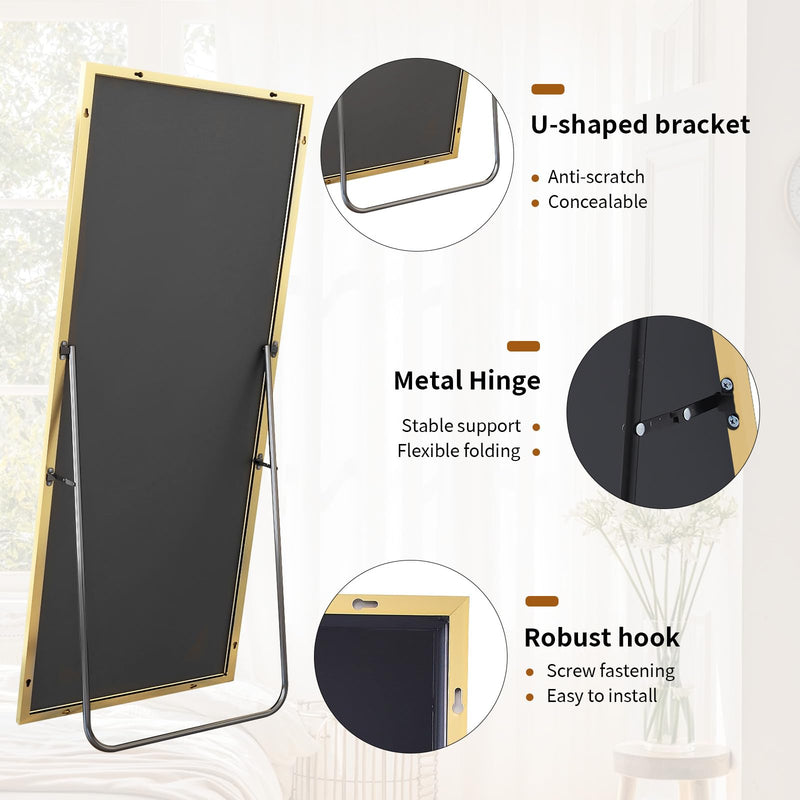 Koonmi 53x163 cm Mirror Full Length - Minimalist Modern Full Body Floor Length Mirror - Standing, Hanging, Leaning for Living Room, Black