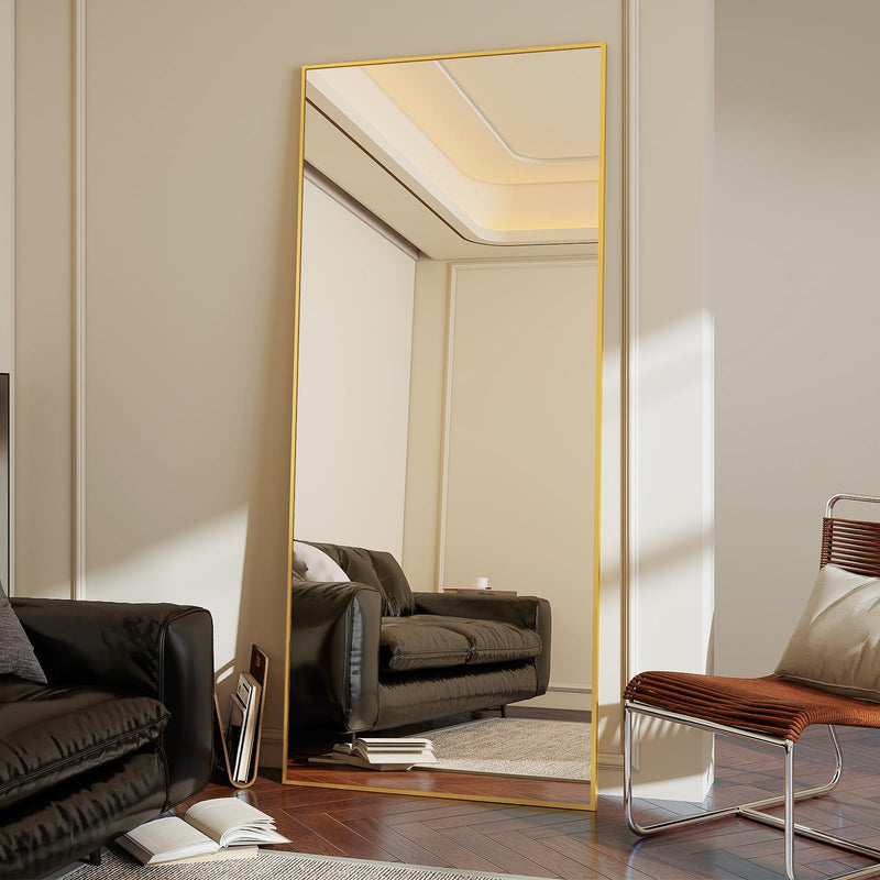 Koonmi 53x163 cm Mirror Full Length - Minimalist Modern Full Body Floor Length Mirror - Standing, Hanging, Leaning for Living Room, Black