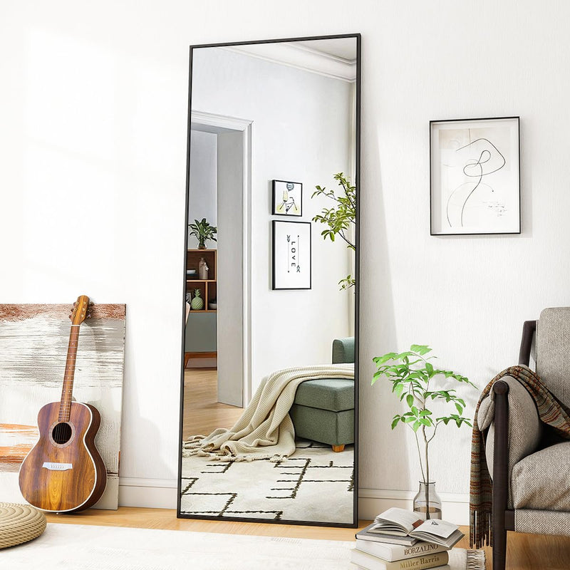 Koonmi 53x163 cm Mirror Full Length - Minimalist Modern Full Body Floor Length Mirror - Standing, Hanging, Leaning for Living Room, Black