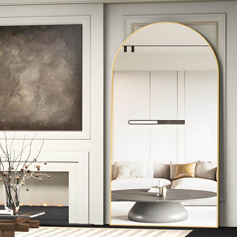 CASSILANDO Full Length Mirror165X60cm Arched Mirror, Black Floor Mirror with Standing Full Body Mirrors Hanging or Leaning Against Wall, for Cloakroom, Bedroom, Livingroom (Black)