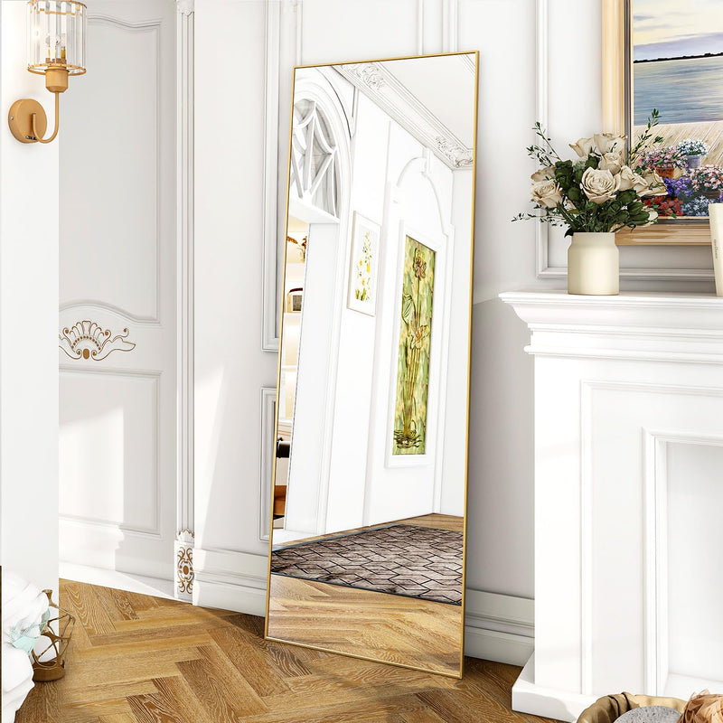 Koonmi 53x163 cm Mirror Full Length - Minimalist Modern Full Body Floor Length Mirror - Standing, Hanging, Leaning for Living Room, Black
