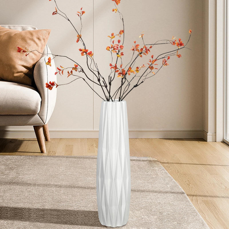 DJYY White Tall Floor Vase, 28" Ceramic Standing Flower Vase, Large Decorative for Living Room, Bedroom,Glossy Glaze,Wedding Gift