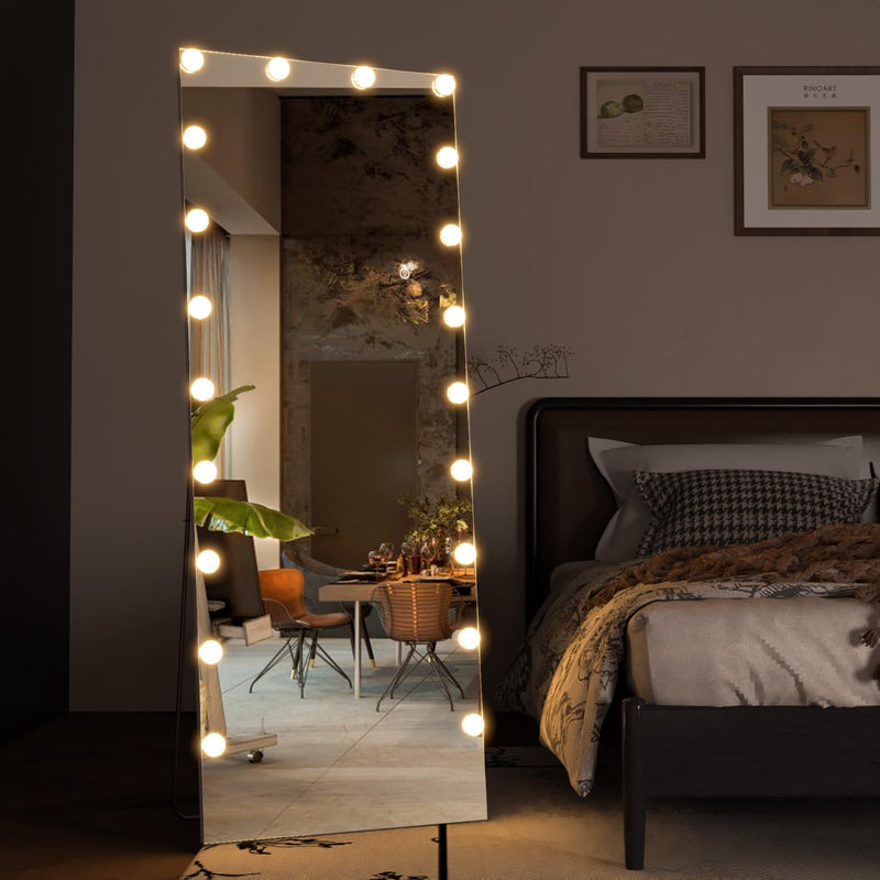 CASSILANDO Full Length Mirror165X60cm Arched Mirror, Black Floor Mirror with Standing Full Body Mirrors Hanging or Leaning Against Wall, for Cloakroom, Bedroom, Livingroom (Black)