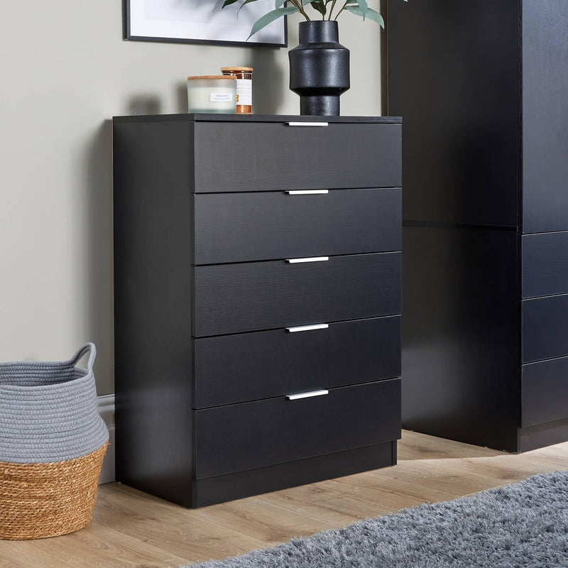 Home Source Bedroom Chest of Drawers Clothing Storage Cabinet, 6 Drawers, Grey
