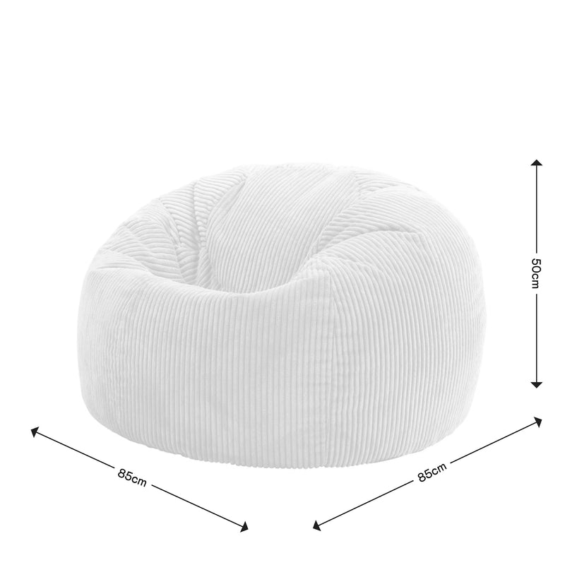 icon Kingston Cord Bean Bag, Beige, Large Adult Bean Bag Chair with Filling Included, Comfy Chair, Living Room Furniture, Bedroom Furniture