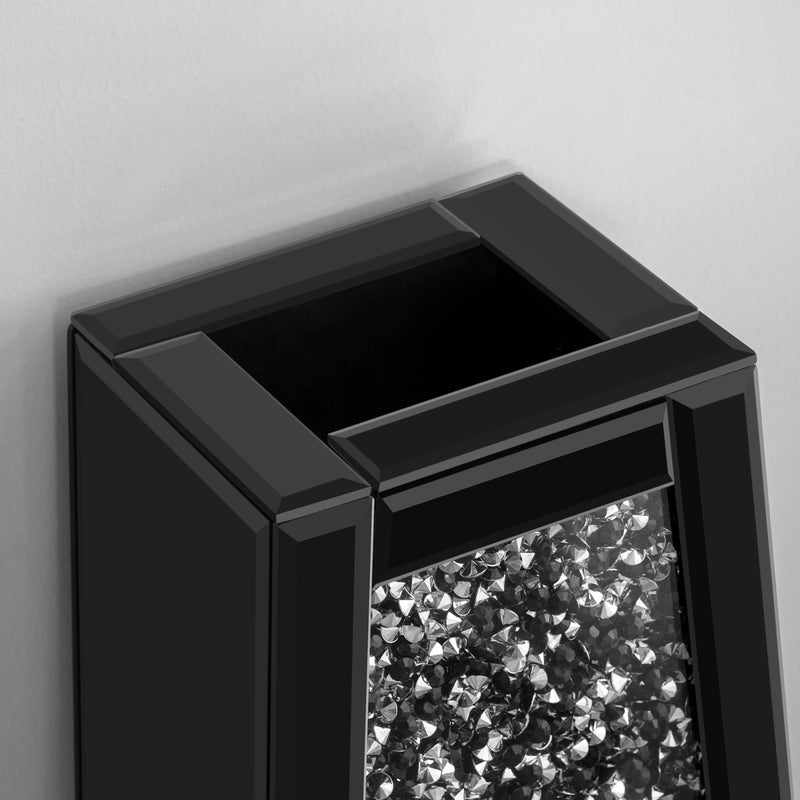 SHYFOY Large Tall Floor Vase, 76cm Indoor Modern Tall Vases Silver with Crystal Diamond and Mirror Design for Living Room Floor Decoration, Black