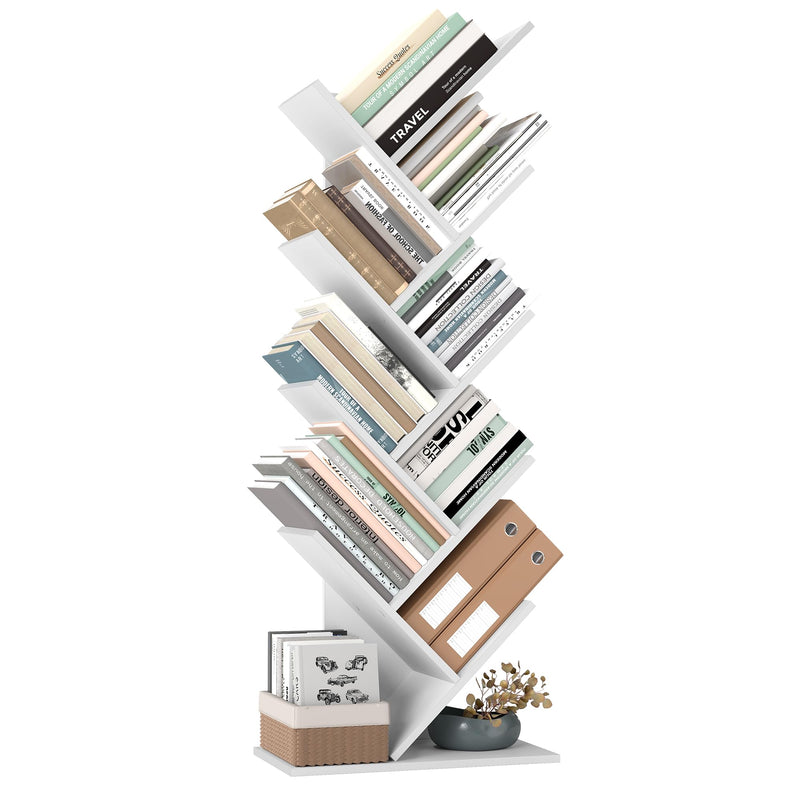 VASAGLE Tree Bookshelf, 5-Tier Floor Standing Bookcase, Space-Saving Corner Shelf, with Wooden Shelves for Bedroom, Living Room, Home Office, Rustic Brown LBC183X01