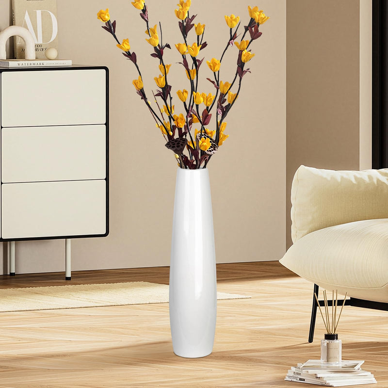 DJYY White Tall Floor Vase, 28" Ceramic Standing Flower Vase, Large Decorative for Living Room, Bedroom,Glossy Glaze,Wedding Gift